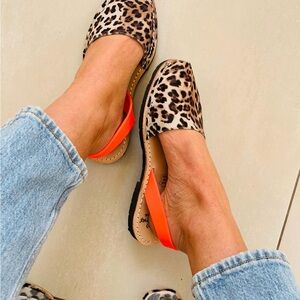 Palmaira Leopard Neon Avarcas Leather Fabric Peep Tor Slingback Sandal